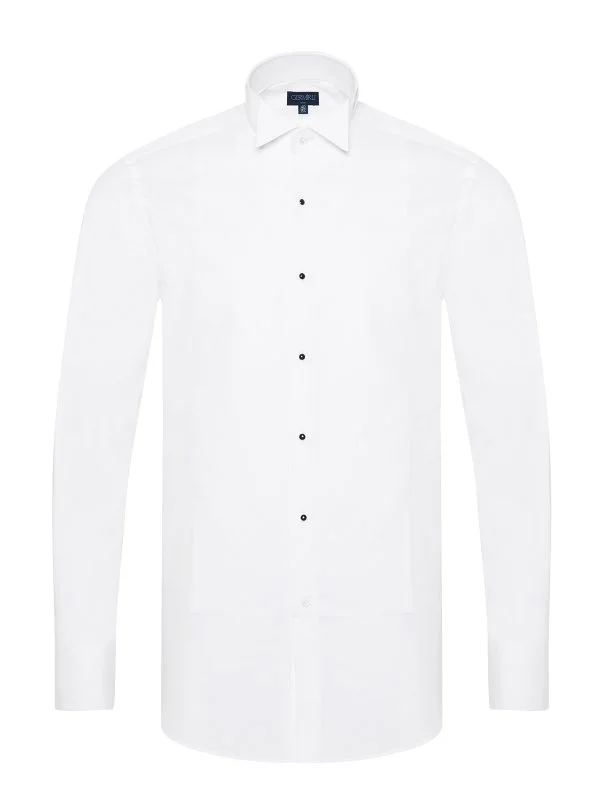 Germirli White Honeycomb Textured Ata Collar Slim Fit Shirt - 5