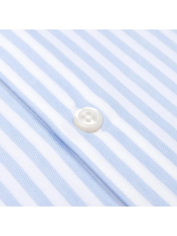 Germirli White Light Blue Striped 3D Germirli Slim Fit Active Cotton Shirt - 3