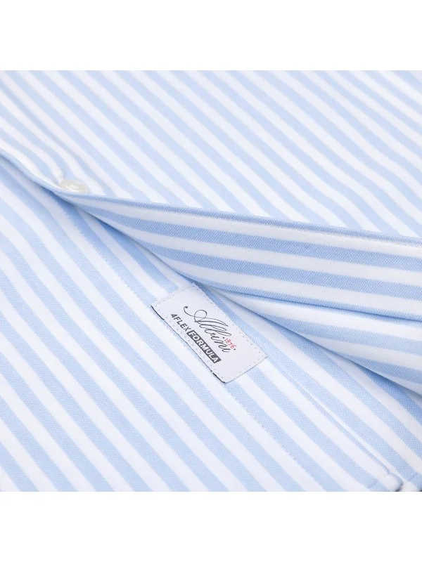 Germirli White Light Blue Striped 3D Germirli Slim Fit Active Cotton Shirt - 4