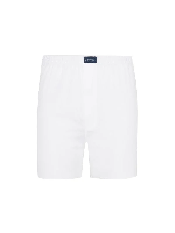 Germirli White Satin Texture Cotton Boxer Shorts - 1