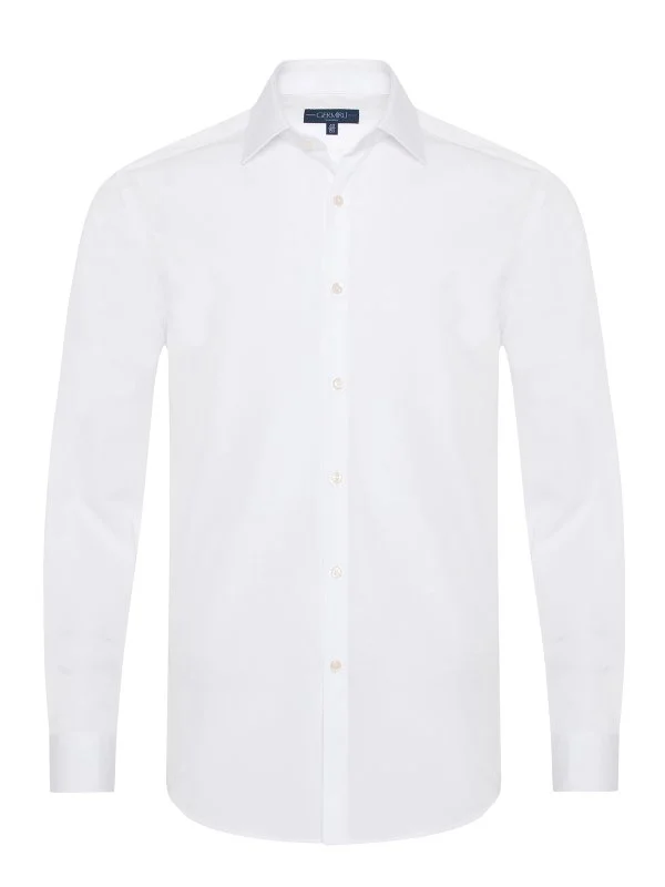 Germirli White Tailor Fit 120/2 Journey Non Iron Cotton Classic Collar Shirt - 1