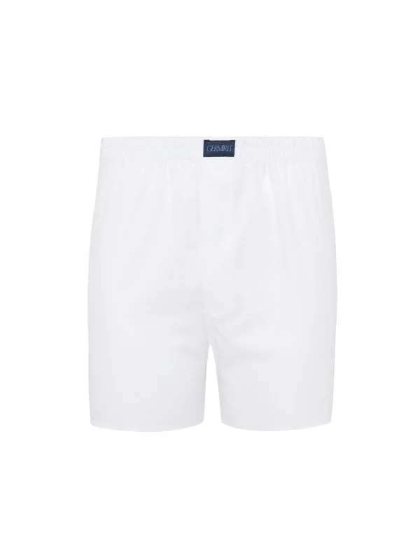 Germirli White Twill Cotton Boxer Shorts - 1