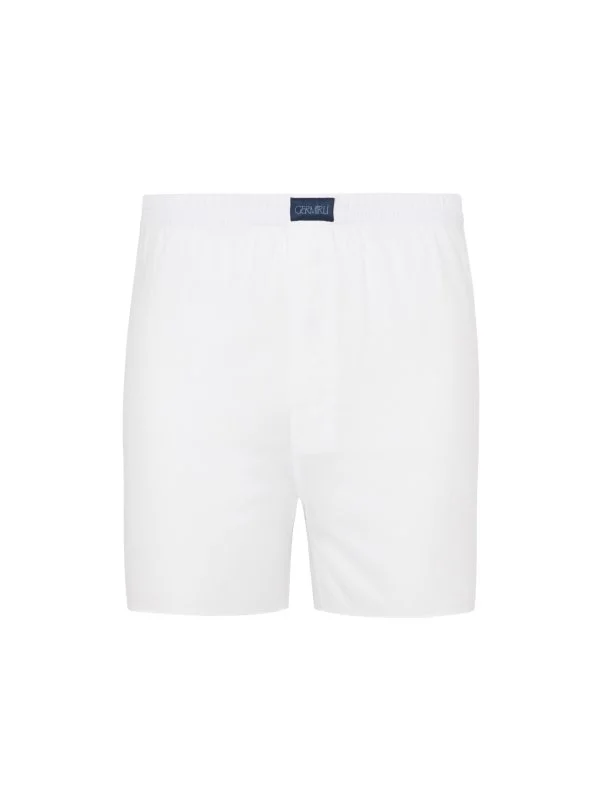 White Voile Cotton Boxer Shorts with Germirli - 1