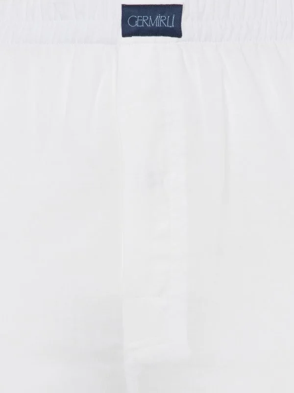 White Voile Cotton Boxer Shorts with Germirli - 2