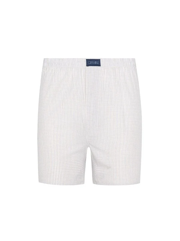 Germirli White Yellow Checkered Cotton Boxer Shorts - 1
