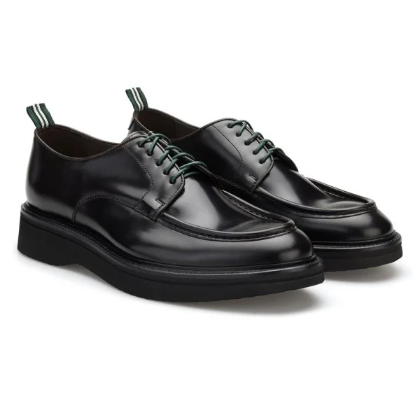 Green George Bitter Brown Leather Lace-Up Live Tech Sole Italian Shoes - 2