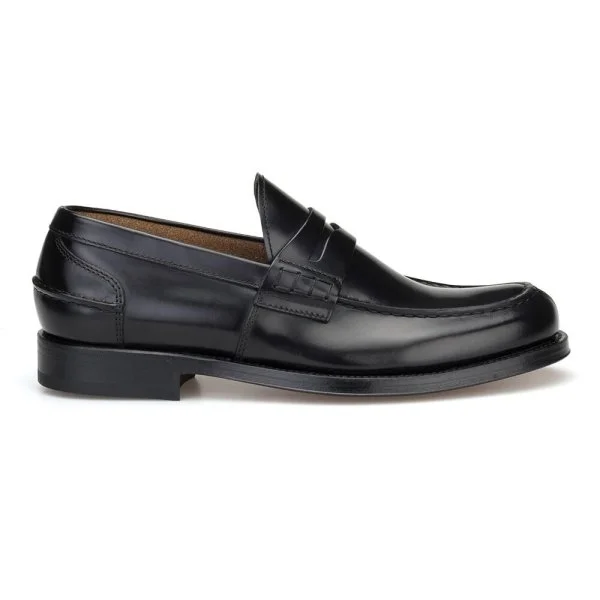 Green George Black Leather Leather Sole Loafer Italian Shoes - 3
