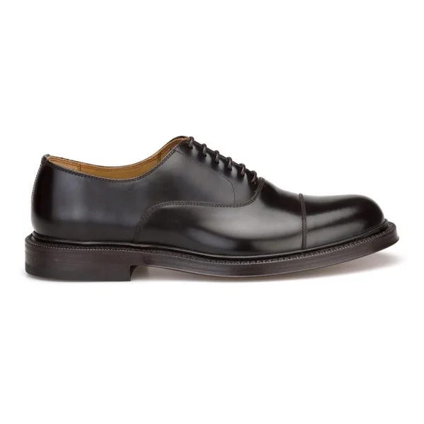 Green George Brown Leather Leather Sole Lace-Up Oxford Italian Shoes - 3