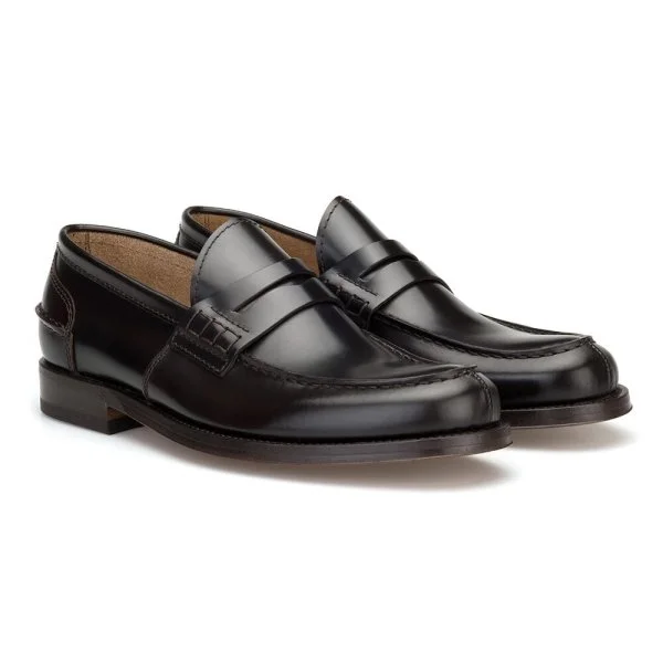 Green George Brown Leather Leather Sole Loafer Italian Shoes - 2