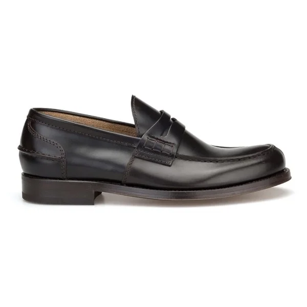 Green George Brown Leather Leather Sole Loafer Italian Shoes - 3
