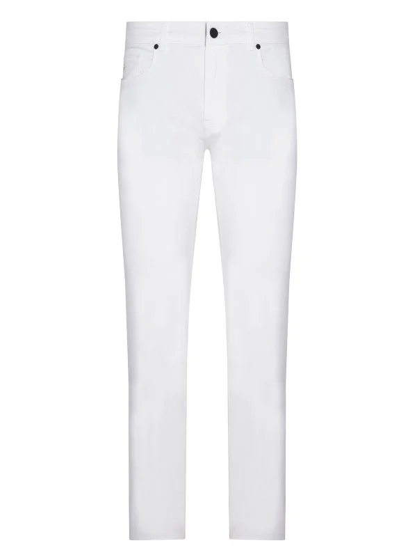 Hiltl 5 Pocket Ecru Cotton Elastane Slim Fit Trousers - 1