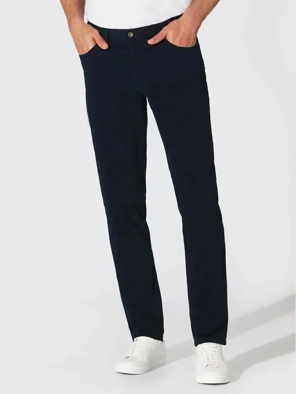 Hiltl 5 Pocket Navy Blue Cotton Elastane Regular Fit Trousers - 1