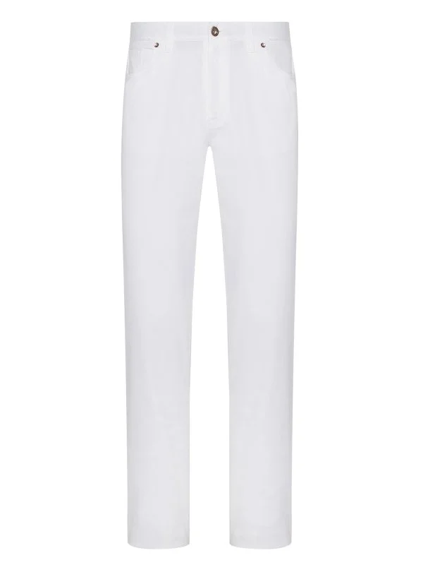 Hiltl 5 Pocket White Cotton Elastane Regular Fit Trousers - 1