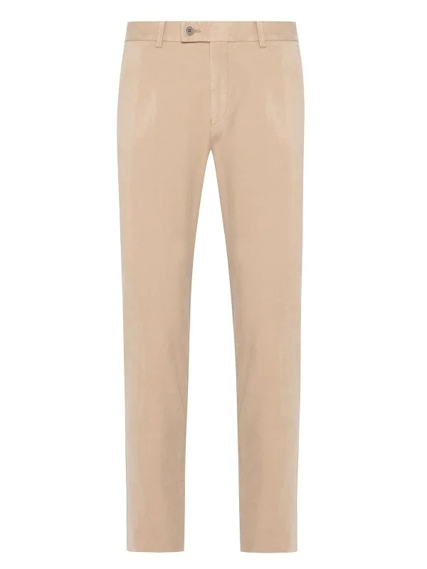 Hiltl Beige Comfort Germirli Elastic Waist Back Slim Fit Cotton Chino Trousers - 1