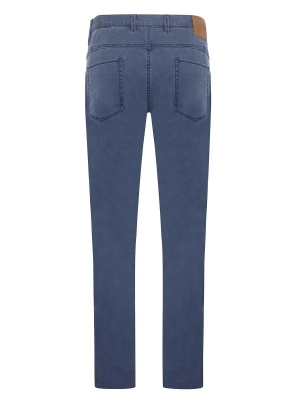 Hiltl Blue 5 Pocket Textured Cotton Elastane Slim Fit Trousers - 3