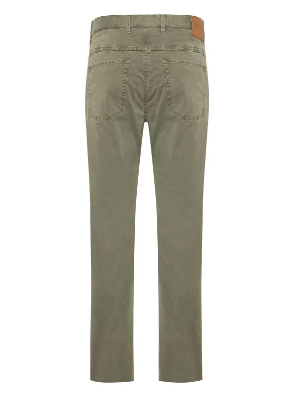 Hiltl Green 5 Pocket Washed Slim Fit Cotton Trousers - 3