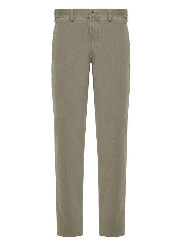 Hiltl Green Textured Cotton Elastane Slim Fit Chino Men's Trousers - 1
