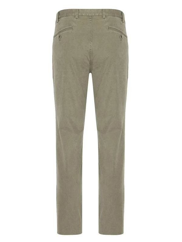 Hiltl Green Textured Cotton Elastane Slim Fit Chino Men's Trousers - 3