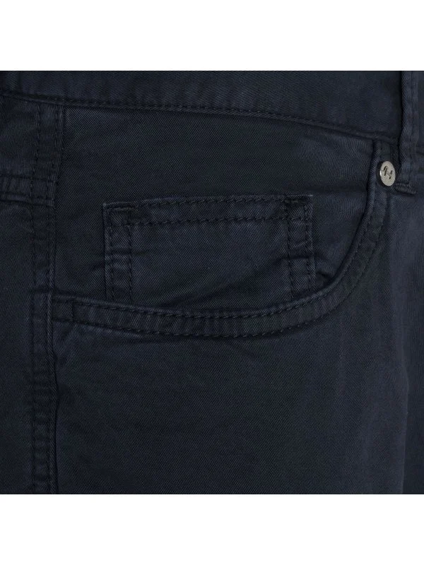 Hiltl Navy Blue 5 Pocket Washed Slim Fit Cotton Trousers - 2