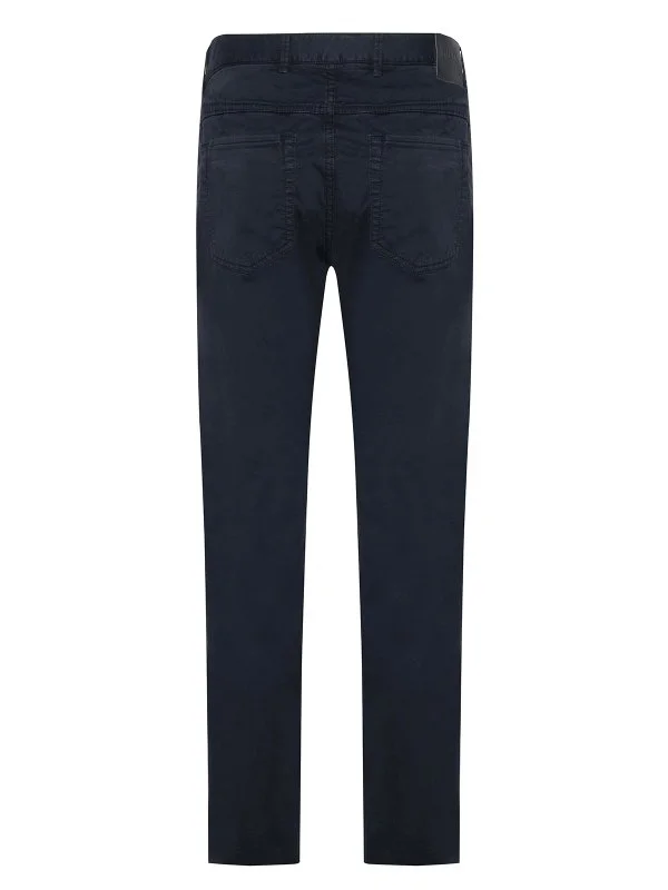 Hiltl Navy Blue 5 Pocket Washed Slim Fit Cotton Trousers - 3