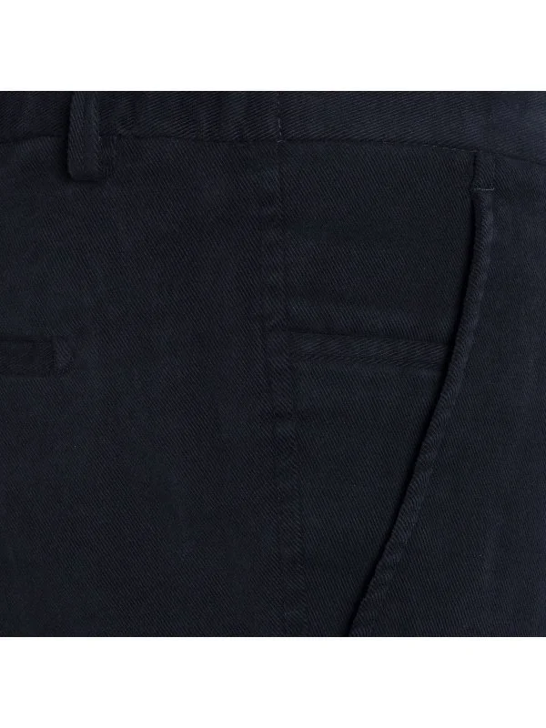 Hiltl Navy Blue Comfort Germirli Elastic Waist Back Slim Fit Cotton Chino Trousers - 2
