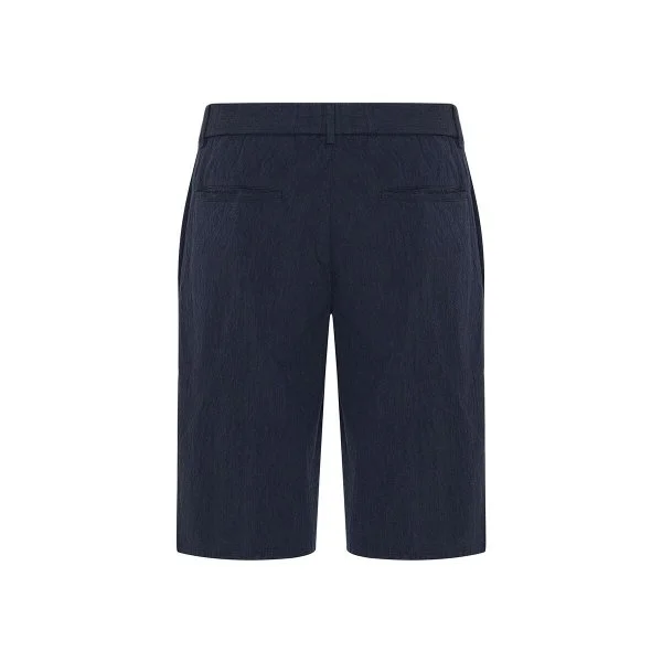 Hiltl Navy Blue Sear Sucker Elastic Waist Cotton Bermuda - 3