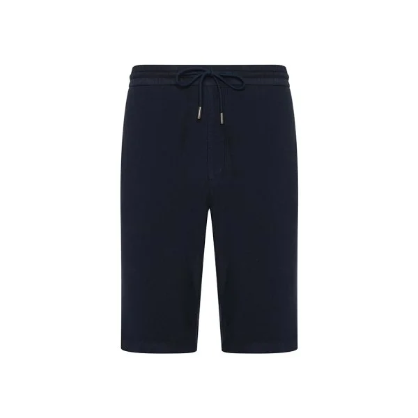 Hiltl Navy Blue Vintage Elastic Waist Cotton Elastane Bermuda - 1