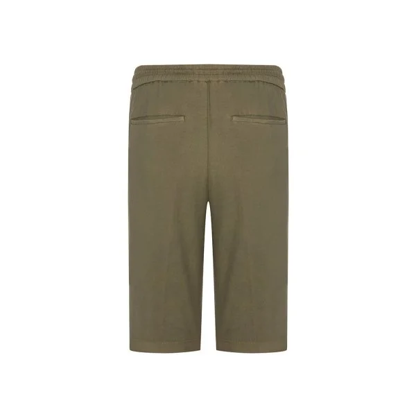 Hiltl Olive Green Vintage Elastic Waist Cotton Elastane Bermuda Shorts - 3