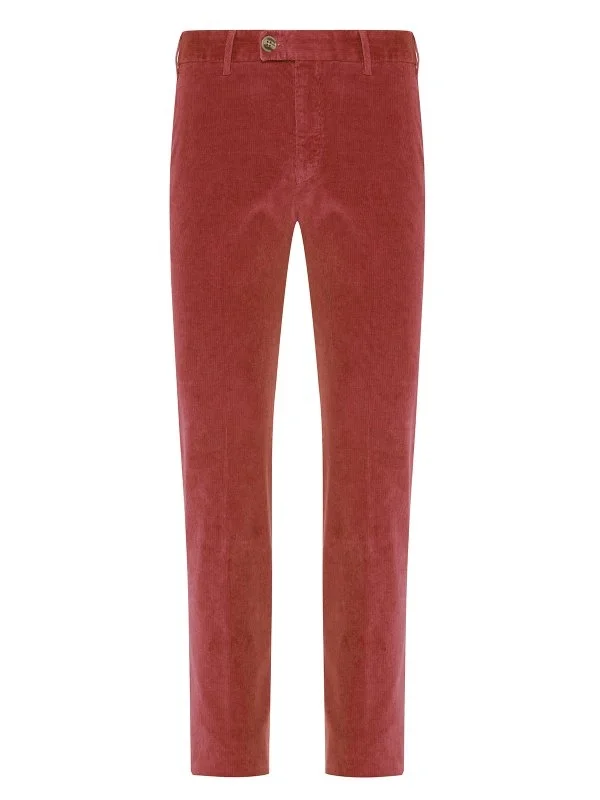 Hiltl Brick Color Supima Cotton Slim Fit Thin Corduroy Chino Trousers - 1