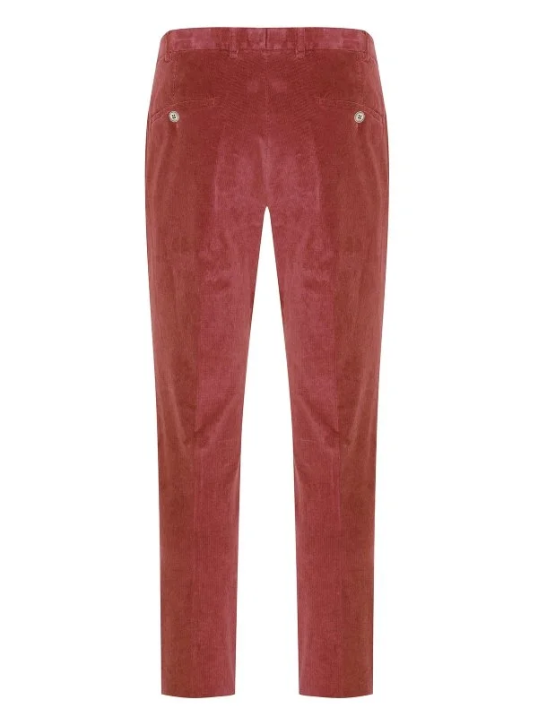 Hiltl Brick Color Supima Cotton Slim Fit Thin Corduroy Chino Trousers - 3