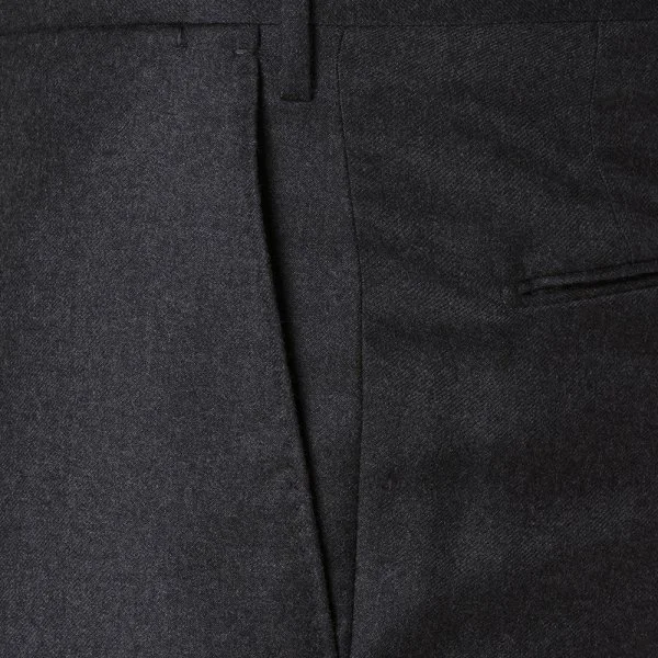 Incotex Dark Grey Wool Flannel Slim Fit Trousers - 3