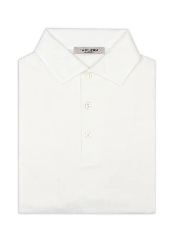 La Fileria Ecru Shirt Collar Regular Fit Cotton Knitwear - 2