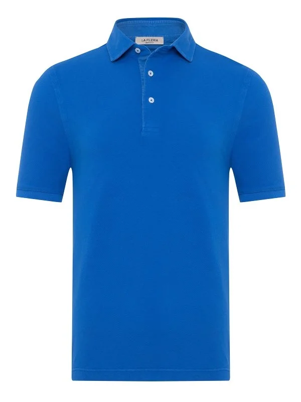 La Fileria Vintage Marin Blue Shirt Collar Slim Fit Cotton T-Shirt - 1