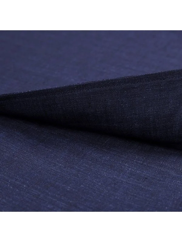 Germirli Navy Blue Thomas Mason Non Iron Lapel Collar Tailor Fit Linen Shirt - 5