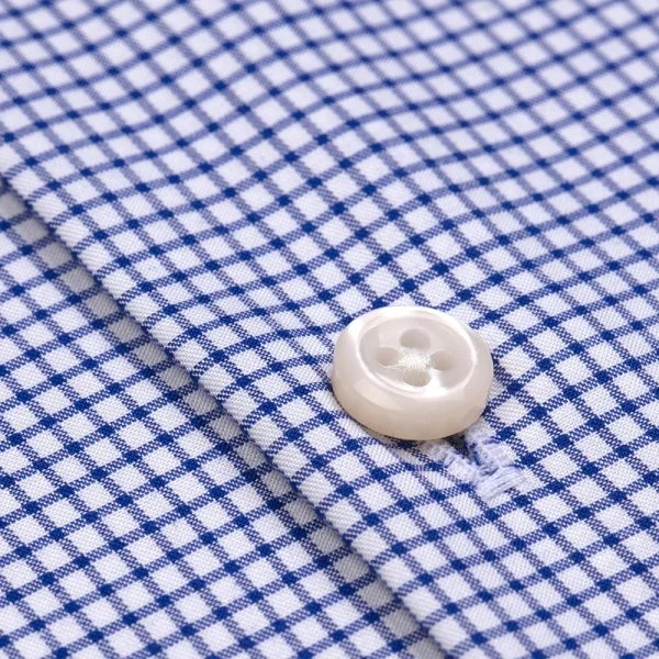Non Iron Navy Blue Square Patterned Button-down Collar Tailor Fit Journey Checkered Shirt with Germirli - 2