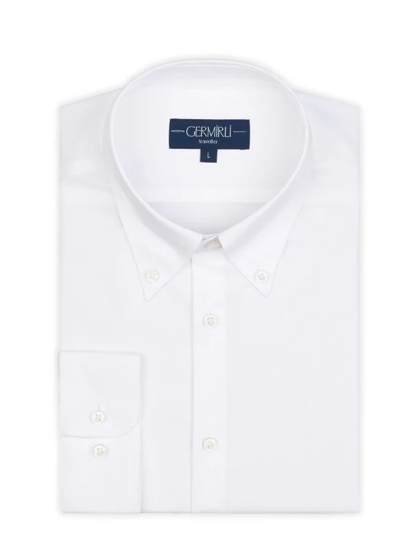 Non Iron White Twill Button-Down Collar Tailor Fit Zero 24 Shirt with Germirli - 2