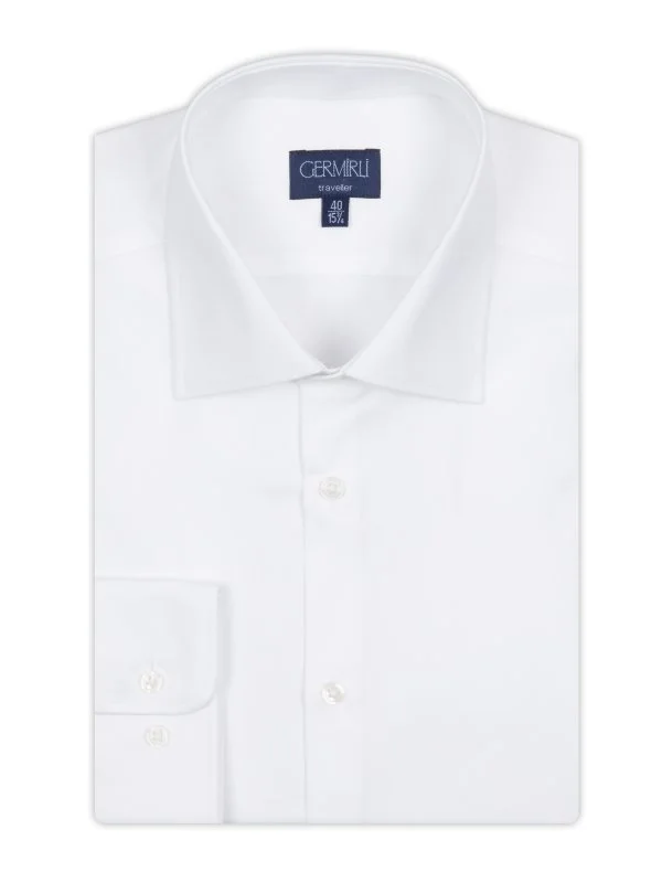Non Iron White Twill Classic Collar Tailor Fit Journey Shirt with Germirli - 2