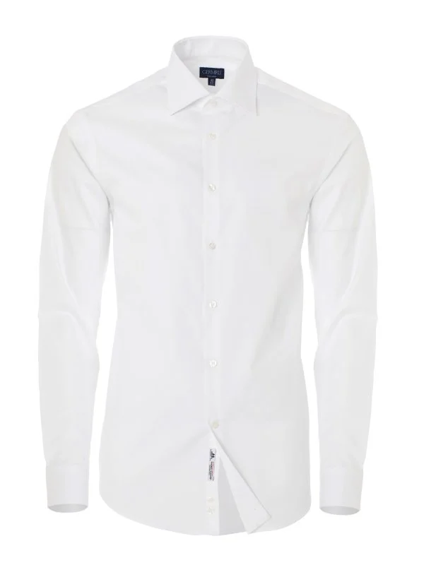 Non Iron White Twill Classic Collar Tailor Fit Journey Shirt with Germirli - 1