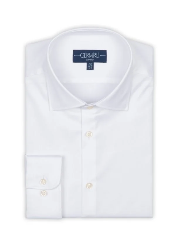 Non Iron White Twill Classic Collar Tailor Fit Shirt with Germirli - 2