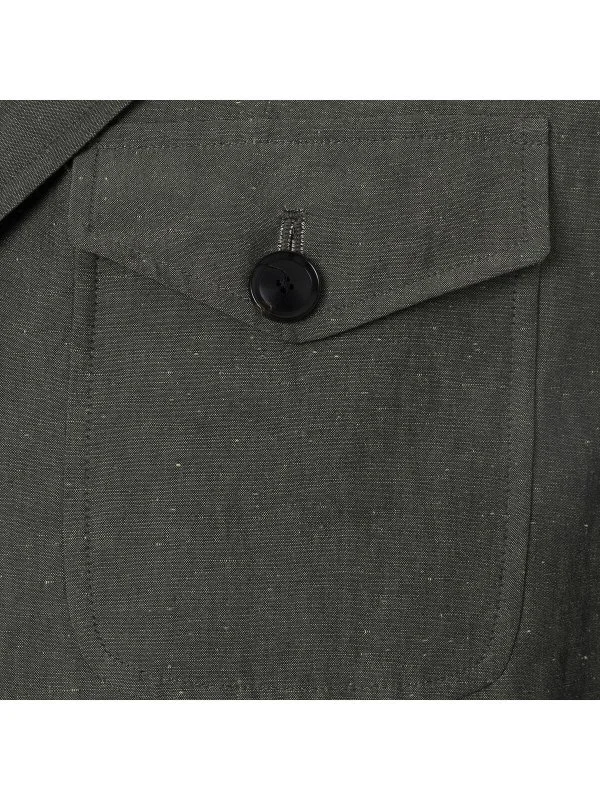 Sartoria Latorre Green Linen Cotton Half Lining Field Jacket - 3
