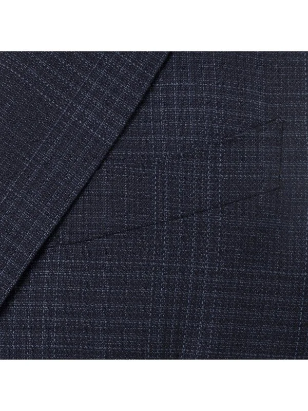 Sartoria Latorre Navy Blue Check Wool Unlined Jacket - 3