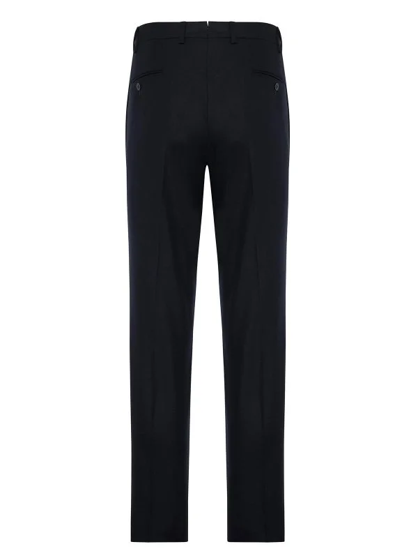 Sartoria Latorre Navy Blue Wool Flannel Men's Trousers - 3