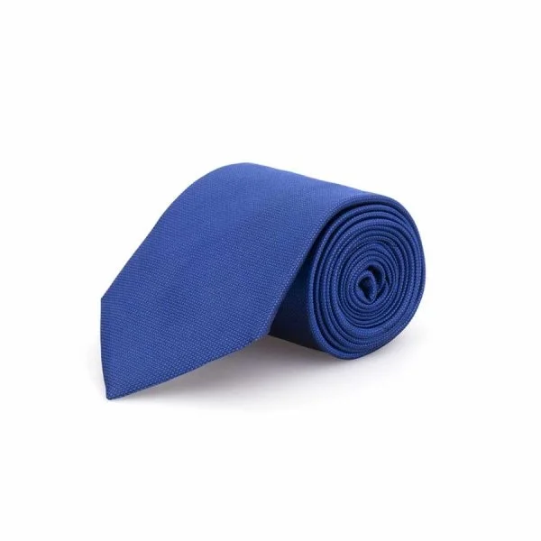 Germirli Plain Parliament Blue Silk Tie with Neckline - 1