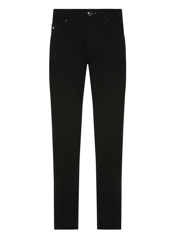 Tramarossa 5 Pocket Black Cotton Denim Regular Fit Trousers - 1