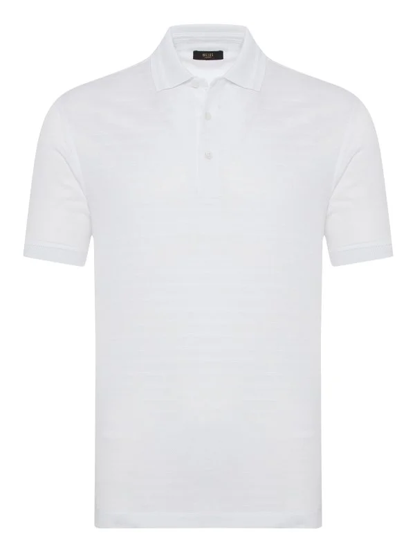 Gallus Beyaz Dokulu Polo Yaka Regular Fit Tişört - 1
