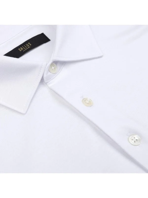 Gallus Beyaz Gömlek Yaka Merserize Regular Fit Tişört - 2