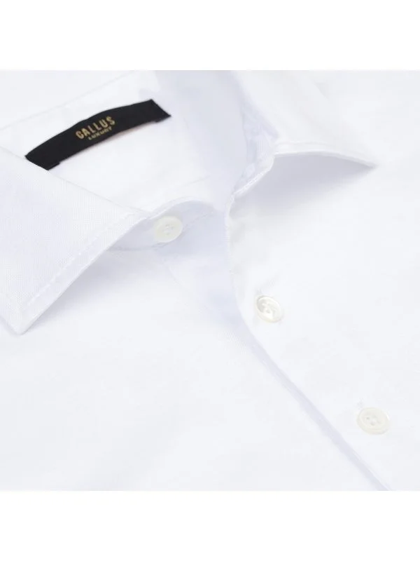 Gallus Beyaz Gömlek Yaka Merserize Regular Fit Tişört - 2