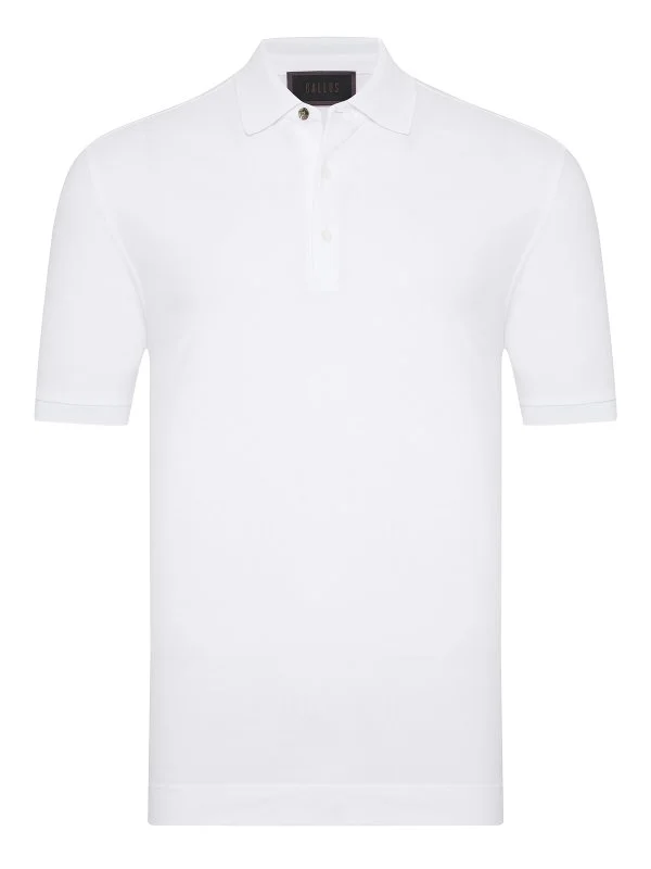 Gallus Beyaz Polo Yaka Pike Pamuk Regular Fit Tişört - 1
