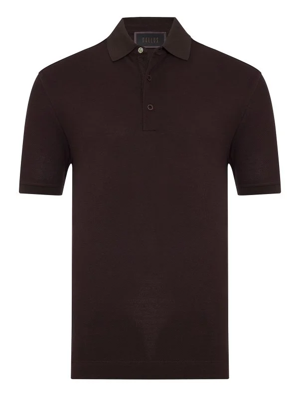 Gallus Kahverengi Polo Yaka Pike Pamuk Regular Fit Tişört - 1