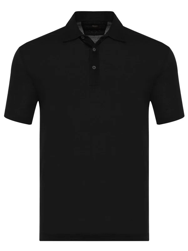 Gallus Siyah Gömlek Yaka Merserize Regular Fit Tişört - 1